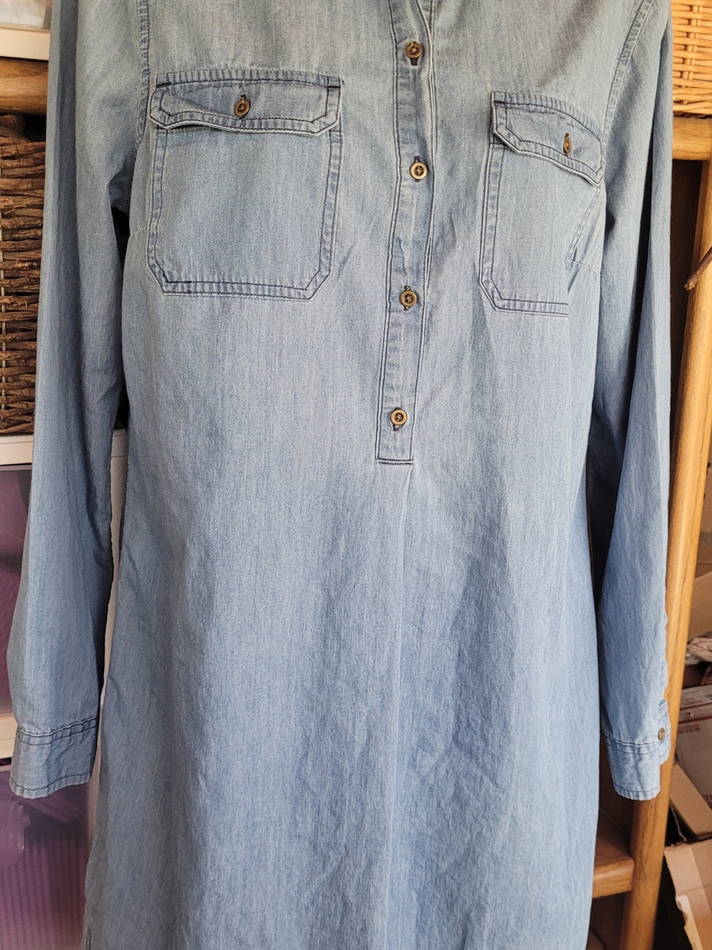 Old Navy Chambray Denim Button-Down Dress - Picture 3 of 5